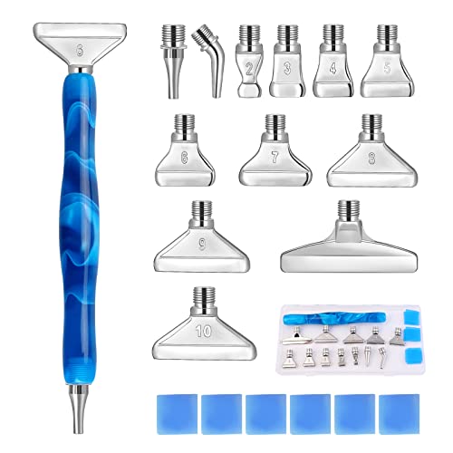 Souarts 5D Diamond Painting Zubehör Stift Set, Drill Pen mit Gewinde Metall Ersatz Stiftköpfen, Malkleber Lehm für Mosaikherstellung Malerei Strassstein(Silber 20er), C5NA79RQ2F1J, Einheitsgröße von Souarts