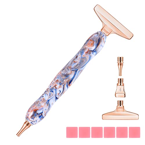 Souarts 5D Diamond Painting Zubehör Stift Set, Drill Pen mit Gewinde Metall Ersatz Stiftköpfen, Malkleber Lehm für Mosaikherstellung Nagelkunst Diamanten Malerei Strassstein(Gold 6er) von Souarts