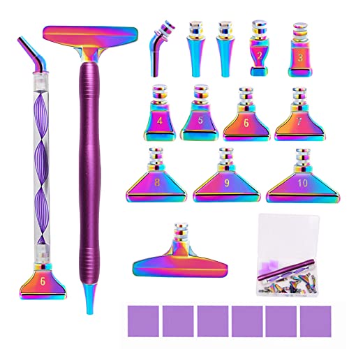 Souarts 5D Diamond Painting Zubehör Stift Set, Drill Pen mit Metall Ersatz Stiftköpfen, Malkleber Lehm, Aufbewahrungsbox für Mosaikherstellung Nagelkunst Diamanten Malerei von Souarts