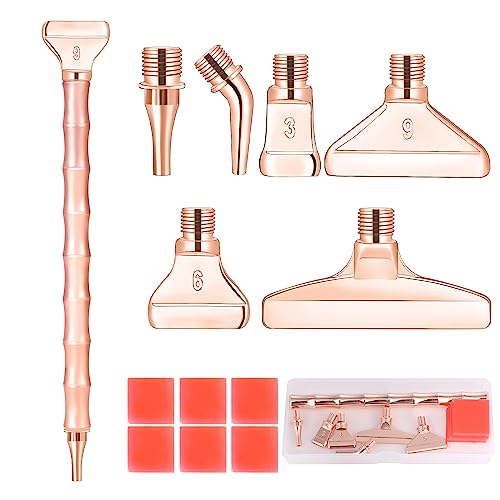 Souarts Diamond Painting Stift,Metall Bambus Stift Diamond Painting Zubehör 3/6/12 Ersatzköpfe,Diamant Malerei Werkzeuge Set für Erwachsene und Kinder DIY Handwerk mit Kleber Ton(Rose，14pcs) von Souarts