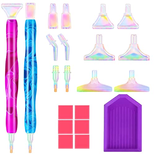 Souarts Diamond Painting Stift Zubehör Set, Bunt Diamant Painting Stifte Aufsätze Plastik, Erwachsene Kinder 5D Drill Pen für Mosaikherstellung Nagelkunst Diamantmalerei(21PCS Lila Dunkelblau) von Souarts