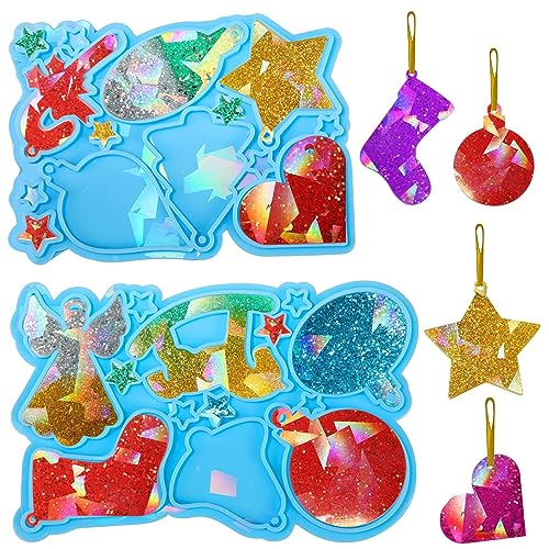 Souarts Weihnachten Resin Silikonform Epoxidharz Formen Silikon Holografisch Effekt DIY Gießform Harz Silikonformen für Weihnachtskugeln Weihnachtsbaum Deko Geschenk Anhänger von Souarts