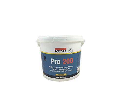 Soudal Holzleim PRO 20D, wasserfester Dispersionskleber auf PVAc- Dispersions-Basis, weiss, Kanne: 5kg von Soudal