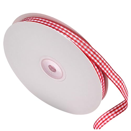 Red Gingham Ribbon, 0,4 Zoll x 49 Yards Gingham Ribbon, lustiges DIY -Plaidband, wiederverwendbares Band für Geschenkverpackung, ideal zum Backen von Handwerkspartydekorationen, Gingham Ribbon von SouiWuzi