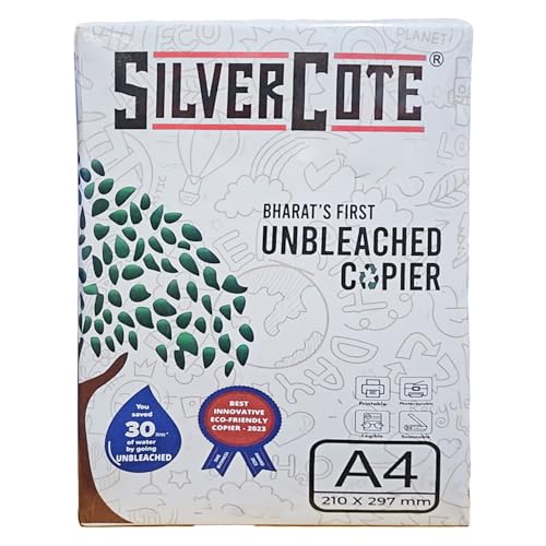 SilverCote Ungebleichtes Papier A4 Größe ISO zertifiziert recycelbar voll kopierbar bedruckbar scannbar umweltfreundlich (210 * 297 mm) naturweiß 500 Blatt (Pack of 1) von Soul Mantra