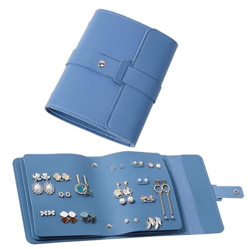 SoulQool Ohrring-Organizer, Buch-Design, Ohrringhalter, Reisefähig, für 42 Paar, Schmuckhalter für Mädchen, Geschenk, Ohrring-Aufbewahrungsbox, Organizer, Rolle, faltbare Schmuckschatulle (blau) von SoulQool