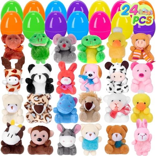 12/24/36 PCS Prefilled Easter Eggs with Mini Plush Animals Toys,Easter Basket Stuffers/Fillers for Kids Toddlers Plastic Easter Eggs,for Easter Egg Hunt Prizes,Party Favor (24pcs) von Soumiey