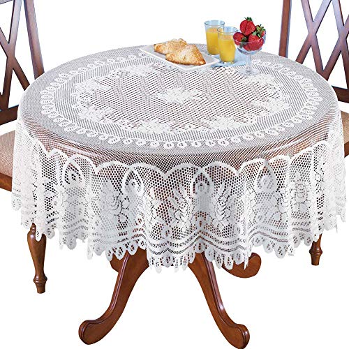 Sourcemall Tischdecke, Spitze, Blumenmuster, Weiß, Polyester, weiß, 178 cm von Sourcemall