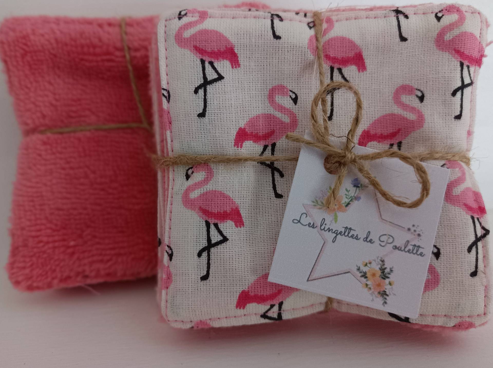 Rosa Flamingo-Make-Up-Entferner Tücher Aus Baumwolle Und Bambusschwamm von Souricettecouture