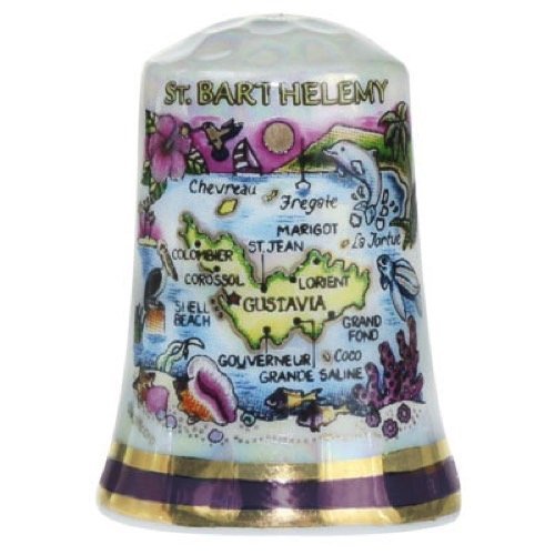 St.Barthelemy Caribbean Map Pearl Souvenir Collectible Thimble agc by Souvenir Destiny von Souvenir Destiny