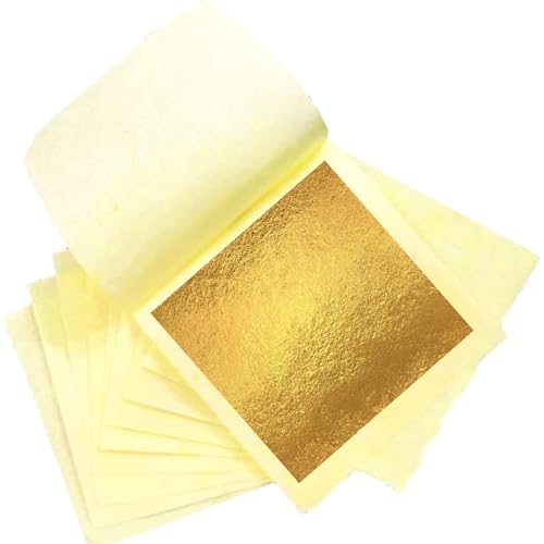 SovZovy 24 Karat Echte Blattgold,4, 33 x 4, 33 cm, Pack er Blattgoldblätter für Torten, Schokolade, Kunst und Handwerk, Gesichtsmasken und Nagelkunst , Backen, Torten Dekorfolie (30PCS) von SovZovy