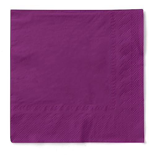 Cocktail-Servietten aus Tissue 3-lagig, vielfältig einsetzbar und kombinierbar, 24 x 24 cm, 150 Stück (Aubergine) von Sovie HORECA