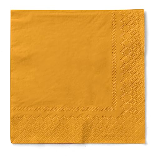 Cocktail-Servietten aus Tissue 3-lagig, vielfältig einsetzbar und kombinierbar, 24 x 24 cm, 150 Stück (Curry/Orange) von Sovie HORECA