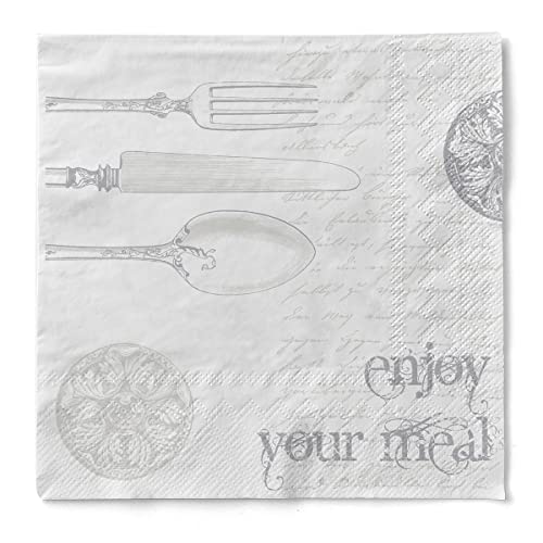 Sovie HORECA Serviette Elisabeth | Gastronomie Hotel Restaurant | Tissue 40x40 cm 100 Stück | (Silber-Weiß) von Sovie HORECA