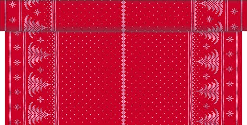 Sovie HORECA Tischdeckenrolle aus Linclass® Airlaid, 120 cm x 25 m, Weihnachten Advent Tannenbäume im Strickdesign, 1 Stück, Ted in Rot von Sovie HORECA