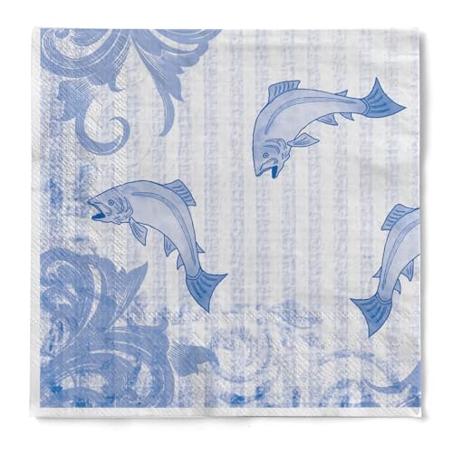 Sovie HORECA Tissue Serviette FISCH | Ideal für Hochzeit und Feste im Frühling und Sommer | 33 x 33 cm | 100 Stück von Sovie HORECA