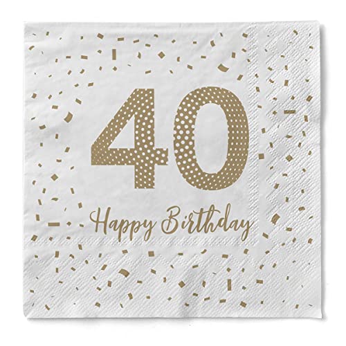 Sovie HORECA Tissue Serviette Happy Birthday 40 | Geburtstag Feier 40ter | 33 x 33 cm | 100 Stück von Sovie HORECA