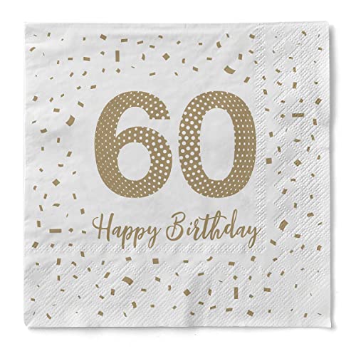 Sovie HORECA Tissue Serviette Happy Birthday 60, 33 x 33 cm, Geburtstag Feier, 100 Stück von Sovie HORECA