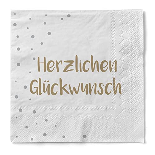 Sovie HORECA Tissue Serviette Herzlichen Glückwunsch | Geburtstag Feier Party | 33 x 33 cm | 100 Stück von Sovie HORECA