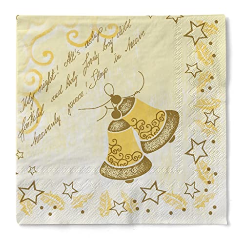 Sovie HORECA Weihnachtsserviette Harmony (Creme) aus Tissue 40 x 40 cm, 3-lagig, Einweg Serviette Wintermotiv, ideal für Advent & Weihnachten, 100 Stück von Sovie HORECA