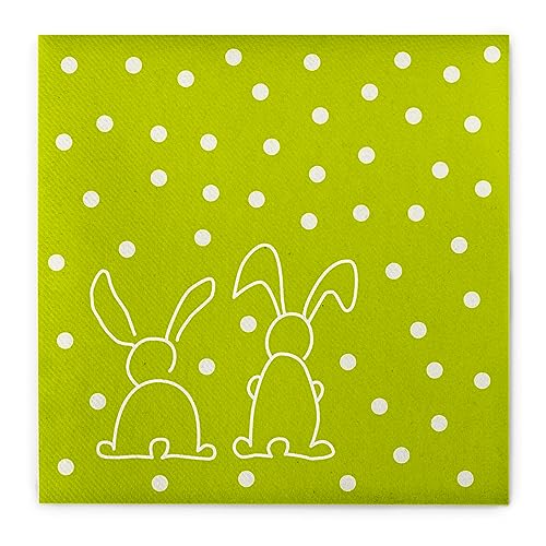 Sovie HOME Linclass® Airlaid Osterserviette RABBITS in Kiwigrün - 40x40cm - für Osterfeste und Kinder Geburtstage - 12 Stück von Sovie Home