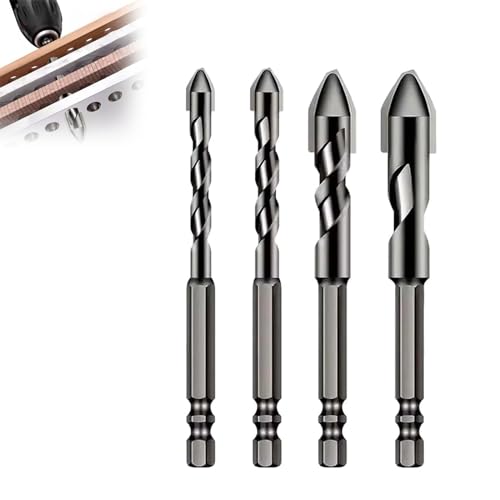 Hochfester Exzenter-Spiralbohrer, Exzenterbohrer mit schrägem Kopf und hoher Härte, Hartmetallbohrer mit Industriestärke, 1 Satz 6 mm/8 mm/10 mm/12 mm Bits (1set) von Sovtay