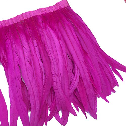 Sowder Fransenverzierung mit Hahnenfedern, 25-30 cm breit, 1 Yard fuchsia von Sowder