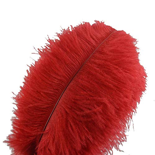 Sowder 10pcs Strauß-Federn 12-14inch (30-35cm) für Haupthochzeits-Dekoration (rot) von Sowder