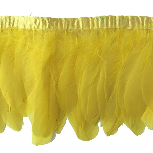 Sowder 2 Yards Duck Gänsefeder Fringe Trim 6-8" Breite für Nähen Kunsthandwerk DIY Dekoration Handgefertigte(gelb) von Sowder