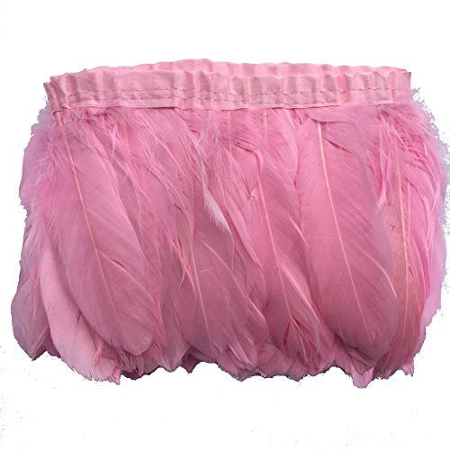 Sowder 2 Yards Duck Gänsefeder Fringe Trim 6-8" Breite für Nähen Kunsthandwerk DIY Dekoration Handgefertigte(rose) von Sowder