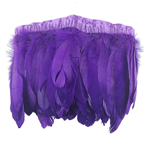 Sowder 2 Yards Duck Gänsefeder Fringe Trim 6-8" Breite für Nähen Kunsthandwerk DIY Dekoration Handgefertigte(violett) von Sowder