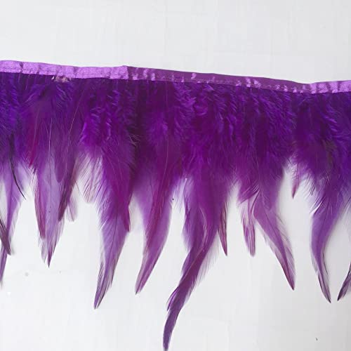 Sowder Fransen mit natürlicher Hahn-Federbesatz, 10–15 cm breit, für Kleider, DIY-Dekoration, Violett, 2 yards von Sowder