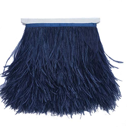 Sowder Straußenfeder-Borte, Fransen mit Satinband, für Kleidung, Kostüme, Nähen, Dekoration, 183 cm (Marineblau) von Sowder