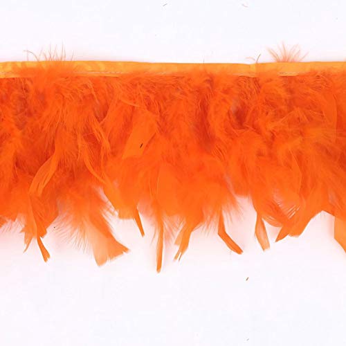 Sowder Truthahnfedern Fransenbesatz für Party Hochzeit Kleid Nähen Handwerk Kostüme Dekoration 2 Yards orange von Sowder