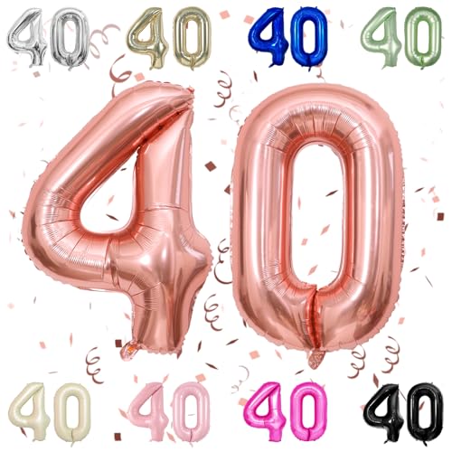 40 Zoll Baby Rosa 40 Anzahl Ballons, Pastell Rosa 4,0 Mylar Folie Große Ballons,40 Big Digit Zahl Ballon für Frauen 40th Geburtstag Jubiläum Graduation Party Supplies von Sowide