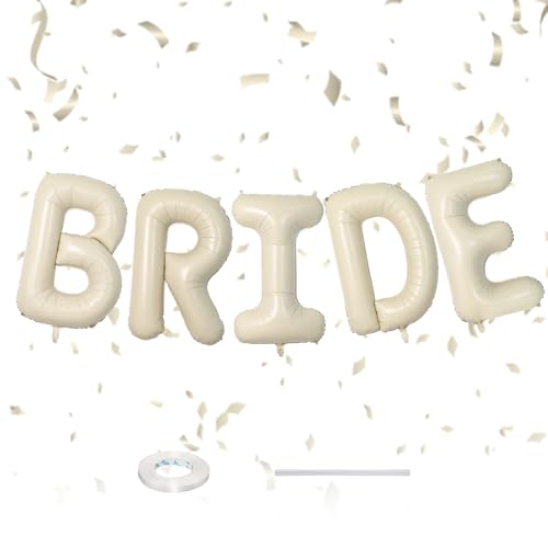 40 Zoll Beige BRIDE Brief Ballons, große Creme weiße Ballons, Brautdusche Dekorationen für Mädchen, Brautzeichen Banner für Verlobung Braut Hochzeit Jubiläum Bachelorette Party von Sowide