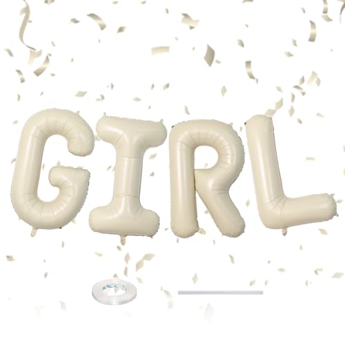 40 Zoll Beige GIRL Brief Ballons, große Creme weiße Ballons für Geschlecht offenbaren Baby Dusche, es ist ein Mädchen Zeichen Banner Hintergrund für Jungen oder Mädchen Party Dekorationen Supplies von Sowide