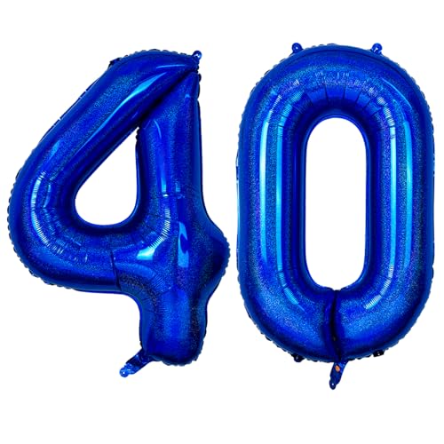 40 Zoll Marine Blau 40 Zahl Ballons, Dunkelblau 4 & 0 Mylar Folie große Ballons, 40 Big Digit Zahl Ballon für Männer Frauen 40. Geburtstag Jahrestag Dekorationen Graduierung Party Supplies von Sowide