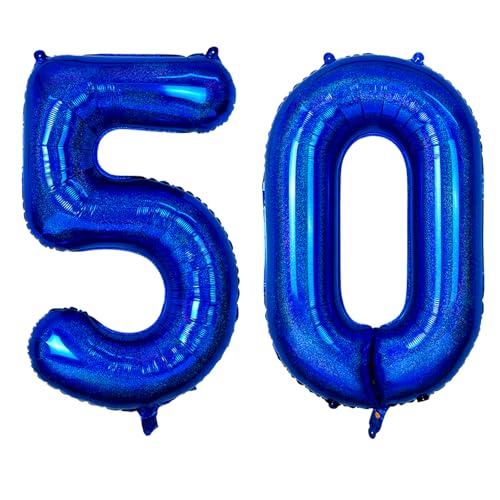 40 Zoll Marine Blau 50 Zahl Ballons, Dunkelblau 5 & 0 Mylar Folie große Ballons, 50 Big Digit Zahl Ballon für Männer Frauen 50. Geburtstag Jahrestag Dekorationen Graduierung Party Supplies von Sowide