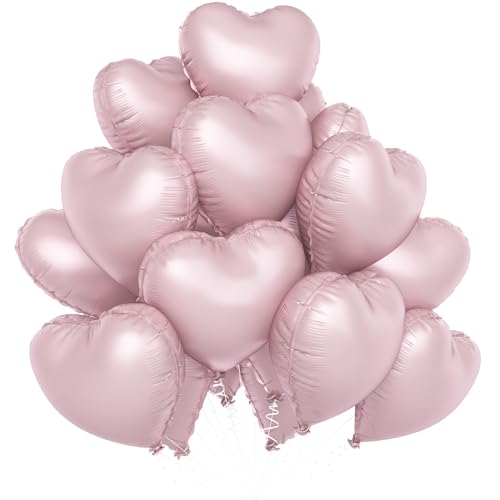 Babyrosa Herzballons, 18 Zoll Pastellrosa Folie Herzförmige Ballons für Baby Mädchen Party Bogen Geburtstag Hochzeit Verlobung Jahrestag Babyparty Valentinstag Dekorationen von Sowide