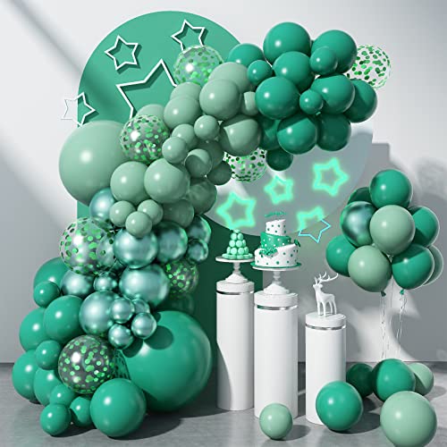 Grün Ballons Girlande Set, 97 Stück Salbeigrüne Luftballons Garland Kit Grün Metallic Latex Ballon mit Grün Konfetti Ballon für Baby Shower Geburtstag Party Hochzeit Jubiläum Dekorationen von Sowide