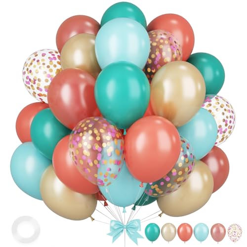 Pastell Grüne Rosa Ballons, 12 Zoll Retro Aprikose Konfetti Ballons für Mädchen Kinder Cratoon Thema Geburtstag Baby Dusche Hochzeit Sommer Pool Strand Hawaiian Tropical Party Dekorationen von Sowide