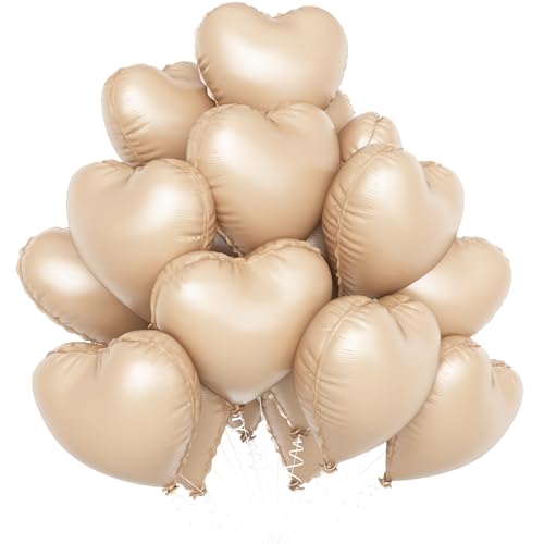 Retro Apricot Herzballons, 18 Zoll Nackte Karamell Helium Herzförmige Neutrale Ballons für Verlobung Hochzeit Jahrestag Geburtstag Babyparty Valentinstag Dekorationen von Sowide