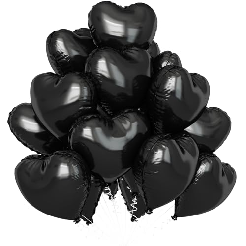 Schwarze Herzballons, 18 Zoll Schwarze Folie Mylar Herzförmige Ballons für Valentinstag Geburtstag Hochzeit Verlobung Jahrestag Babyparty Feierdekorationen von Sowide