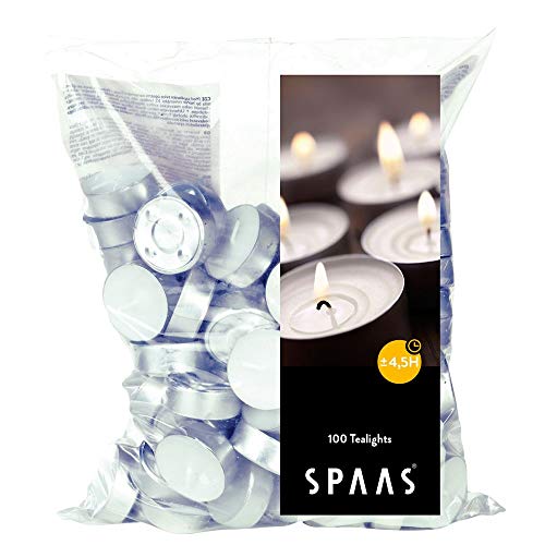 Ivyline Tealights Bag x100, ± 4.5 Hours-White SPAAS Teelichter 100er-Beutel, ± 4,5 Stunden-weiß, Paraffinwachs, Aluminiumbecher, D 39 mm x H 13,5 mm, 100 von Spaas