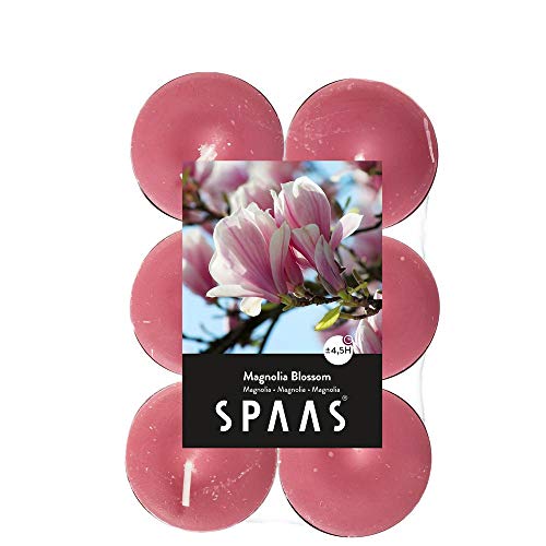 Spaas 10 x 12 Duft-Teelichter in Flatpacks, Paraffinwachs, Aluminium Cup Rose Blush, D 39 mm x H 16 mm von Spaas