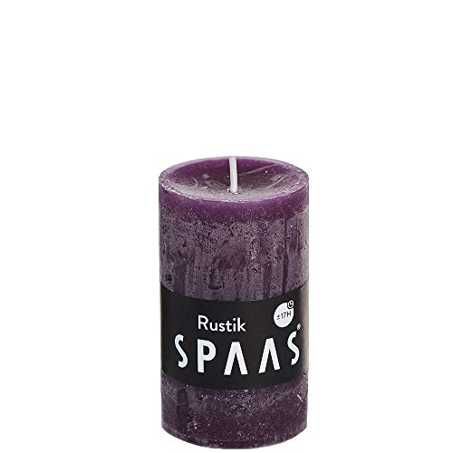 Spaas 12 Rustikale Stumpenkerzen ohne Duft, Paraffinwachs Aubergine, D 48 mm x H 80 mm von Spaas