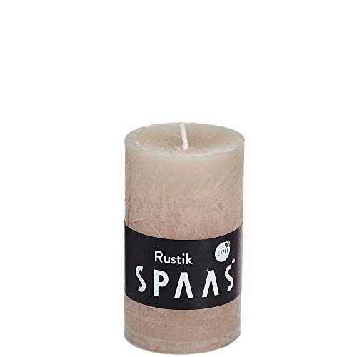 Spaas 12 Rustikale Stumpenkerzen ohne Duft, Paraffinwachs Beige, D 48 mm x H 80 mm von Spaas