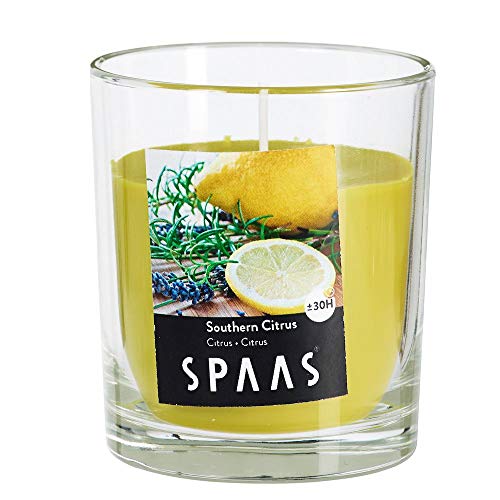 Spaas 6 Duftkerzen in Klarglas, Paraffinwachs, Autumn Yellow, D 73 mm x H 83 mm von Spaas