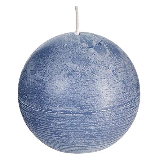 Spaas 6 Rustic Unscented Ball Candles Hours-Grey Blue 6 Rustikale geruchlose Kugelkerzen 100 mm, ± 40 Stunden-Graublau, Paraffinwachs, grau/blau, D x H von Spaas